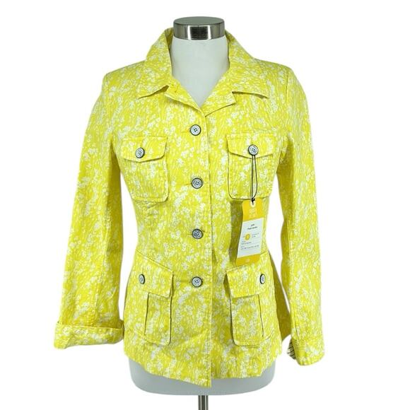 Cabi Yellow Printed Field Jacket Size Small New - Picture 2 of 16